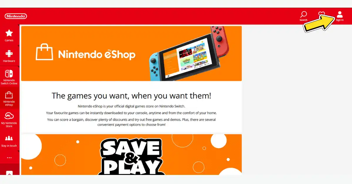 Nintendo eShop account login